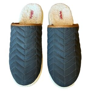 OluKai Mua Mule Slippers Gray White‎ Shearling Leather Mens Size 14 EU 47